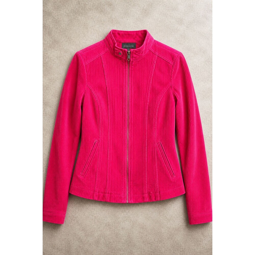 Pink Corduroy Moto Jacket Womens 4 Fitted Zip Barbiecore Doncaster Y2K